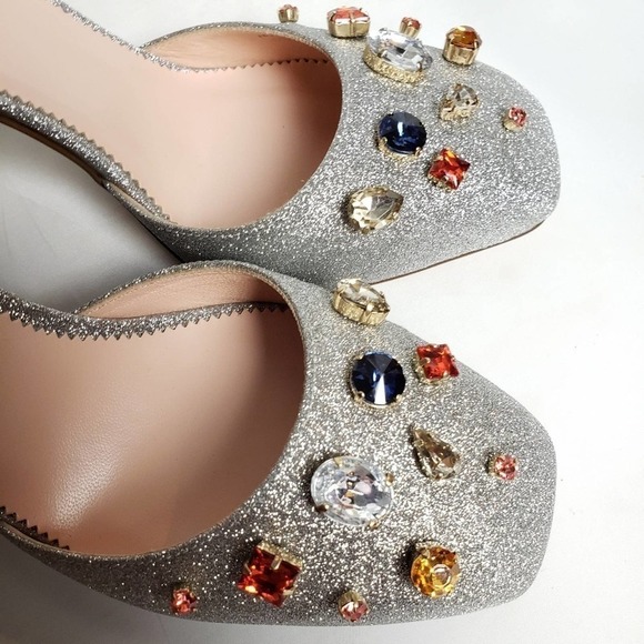 NEW! J CREW Harlow Silver Sparkle Embellished Heels Shoes 7.5. - Picture 4 of 8